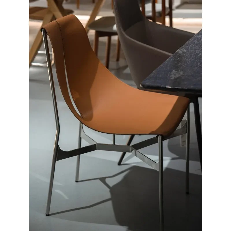 Chair Stainless Steel Medieval Wright Italian Minimalist, Home Dining Modern Backrest Chair