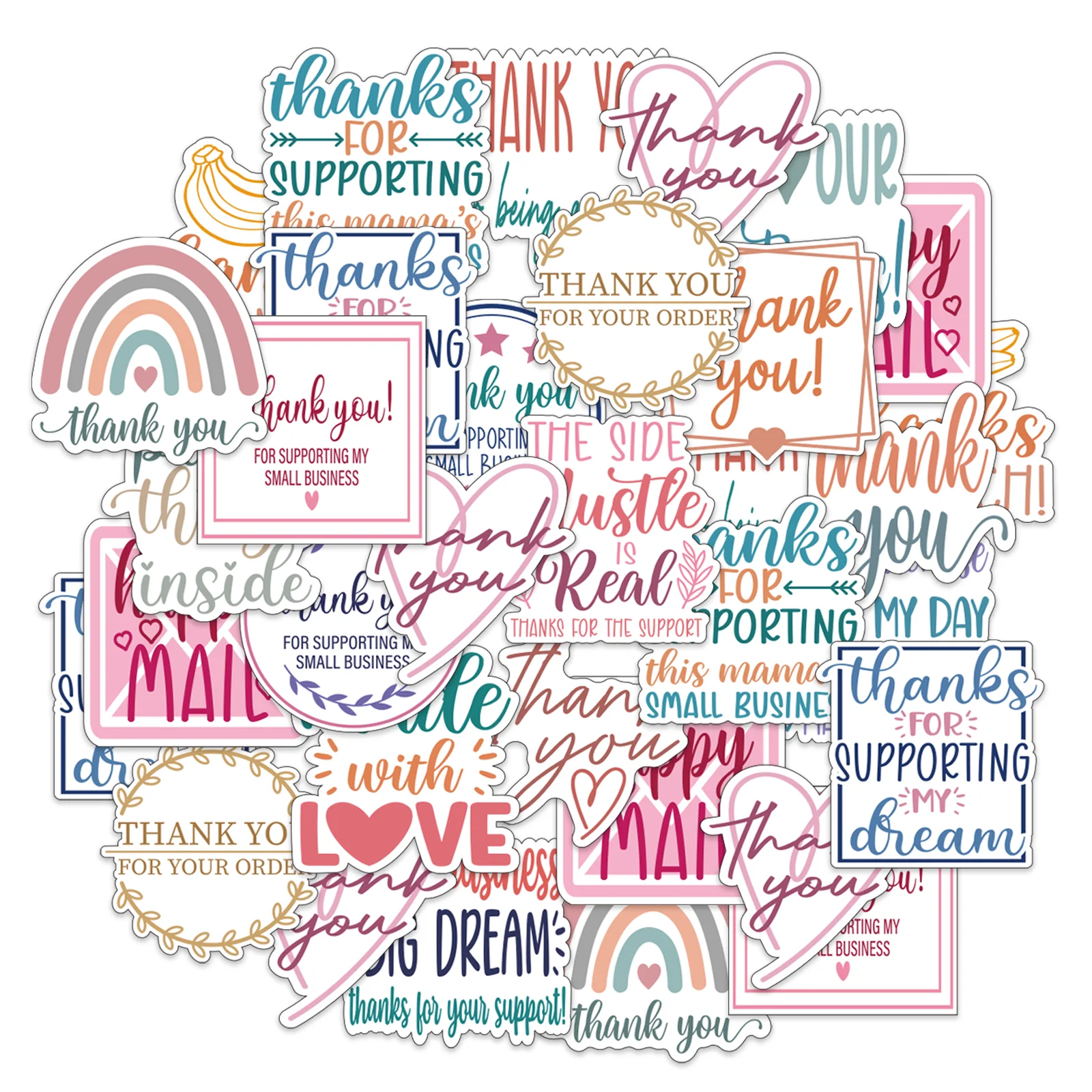 200 Pcs Thank You Stickers,  Thank You Stickers for Small Business, Self-Adhesive & Waterproof Stickers with Beautiful Designs