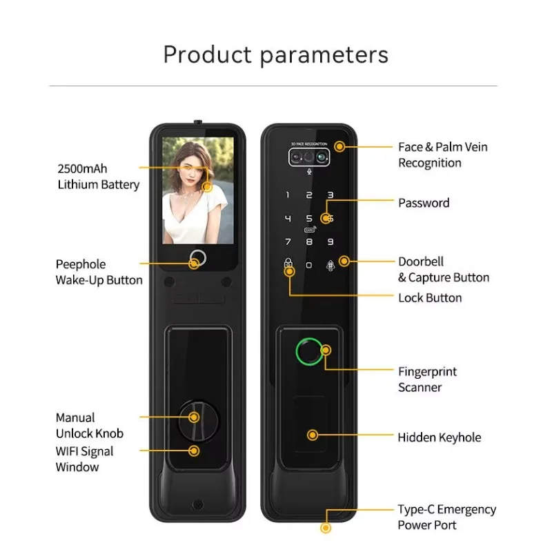 STLF 5050 Double Tongue Electronic Mortise Tuya Fingerprint Recognition  Digital Keypad Apartment Smart Lock