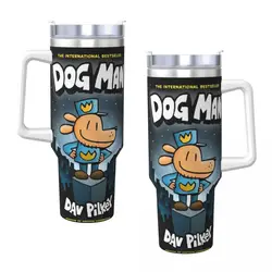 Dog Man Dogman And Friend Micro Stainless Steel Tumbler Travel Coffee Mug With Straws Car Mugs Hot Drinks Water Bottle