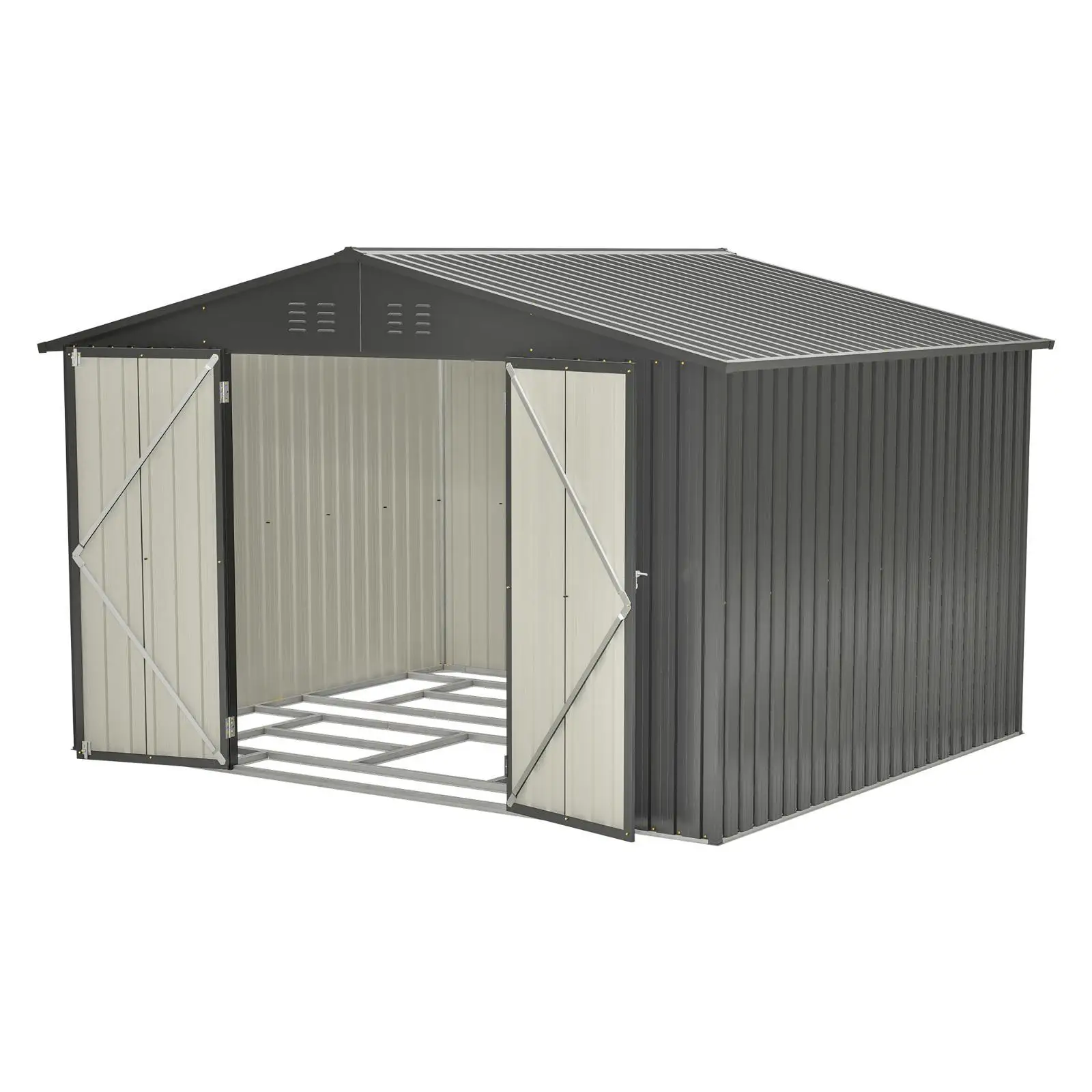 

All Weather Outdoor Storage Shed Metal Garden House Lockable Door Shed Waterproof Storage Solution for Tool Shed Backyard