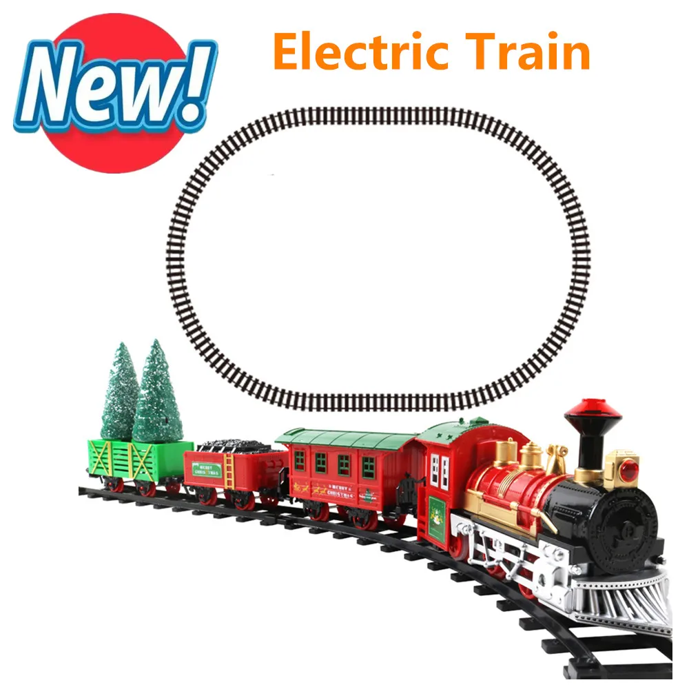 

Track Train Car Electric Christmas Train Toys 130cm Track Decoration Trains model Round Rail Train