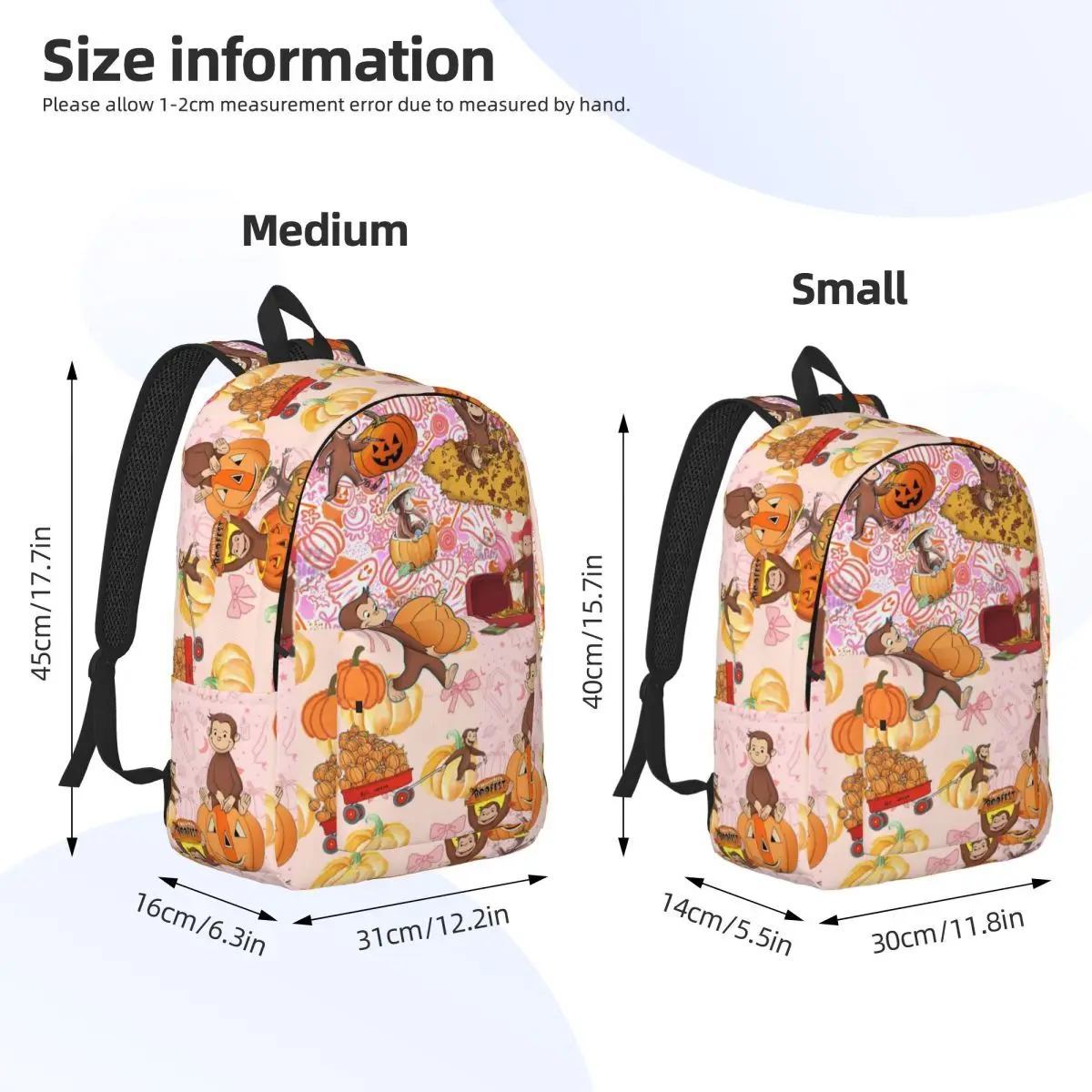 Curious George Cool Backpack Gift Student Work Cute Monkey Daypack for Men Women Laptop Shoulder Bag