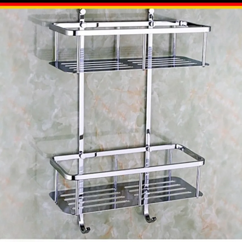 304 stainless steel bathroom double triangular basket toilet rack shower gel corner rack hook