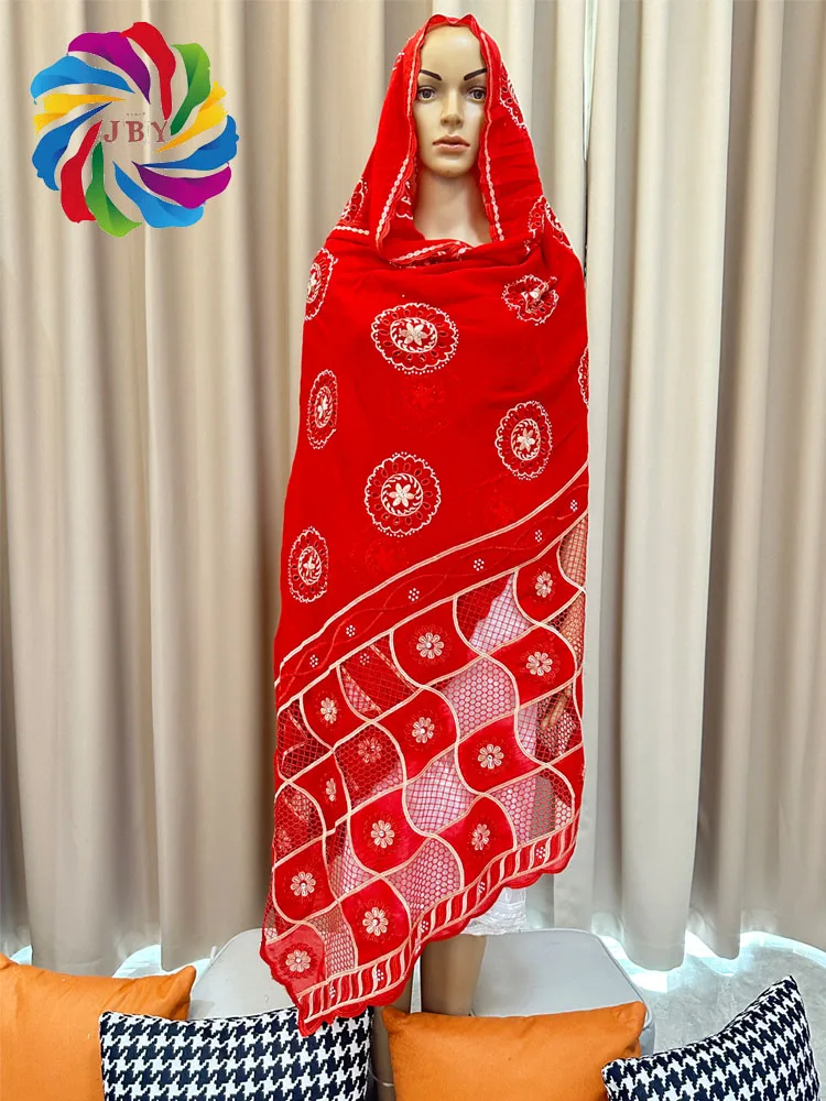 Luxury Scarf High Quality 100% Cotton Dubai African Women Islamic Scarf LOVE pattern Embroidery Chemical Lace Scarf many color