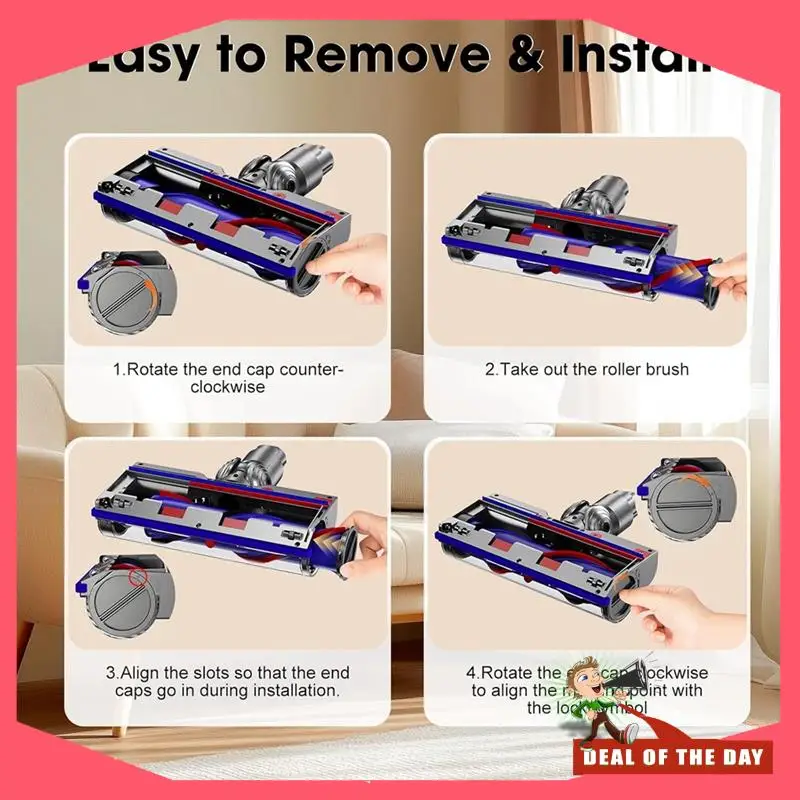 24-часовая замена чистящего средства для Dyson V7 V8 V10 V11 V15, головка с прямым приводом для ковров из паркетного пола, Attachme