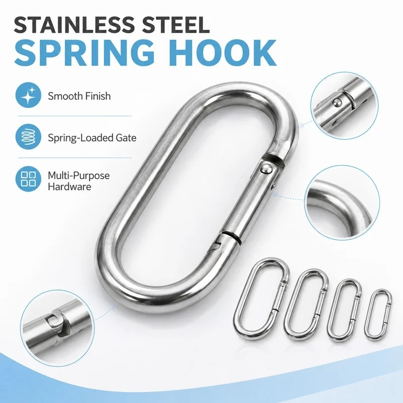 

2/3/5Pcs 5/6/8/10mm 304 Stainless Steel Carabiner Spring Snap Hook O Ring Buckle for Backpack Strap Waistband Gear Accessory Kit