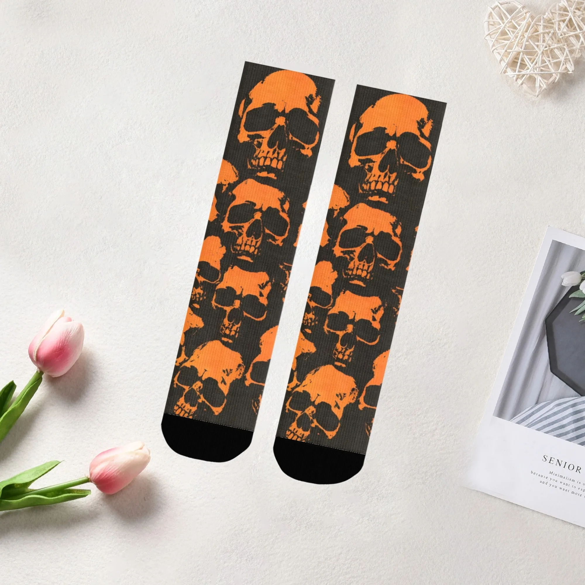 Calzini da equipaggio con motivo teschio horror gotico Streetwear unisex antiscivolo traspiranti morbidi per abbigliamento sportivo da skate regalo pazzo per feste