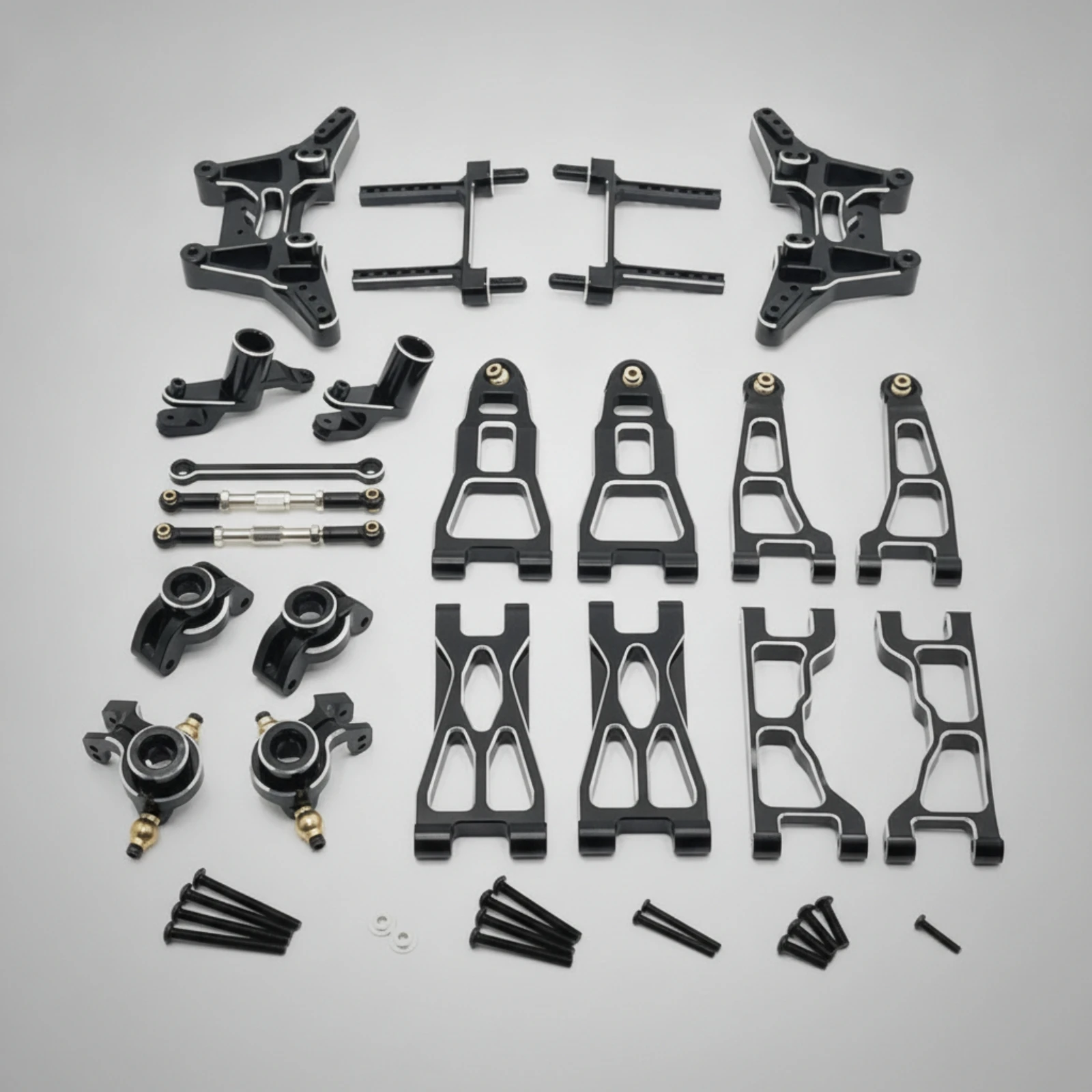 Metal Upgrade Parts CNC Machined Chassis Parts Kit Chassis Arm Kit Anodized Tie Rod Set Reinforced for RC Builders