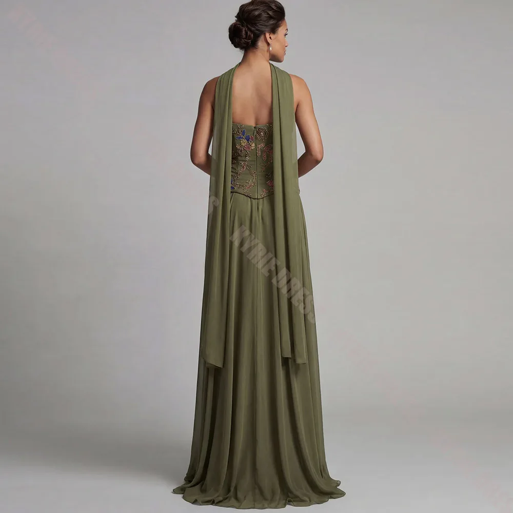 Customized Mother of The Bride Dresses Exquisite Beading Sleeveless with Shawl A Line Chiffon Wedding Guest Party Evening Dress