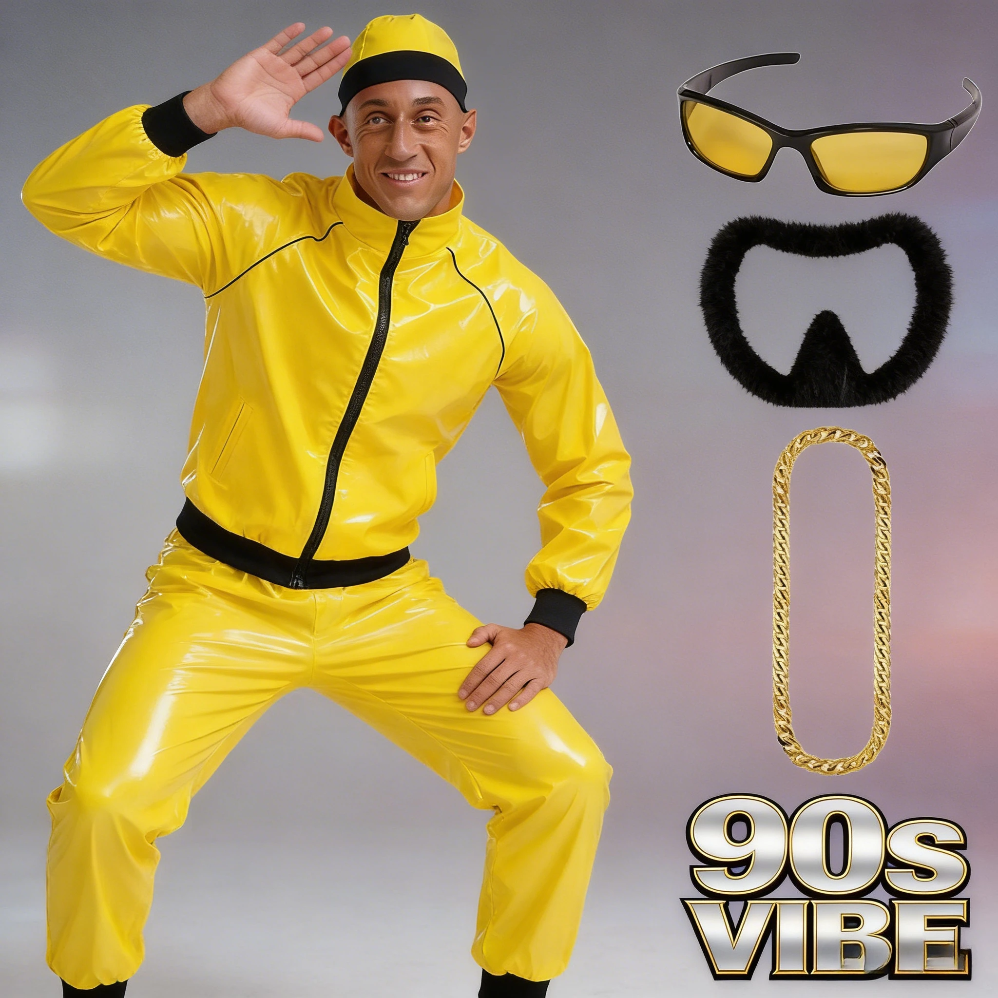 

Мужской комплект в стиле хип-хоп панк: костюм рэпера 90-х из лакированной кожи с зеркальным эффектом для фестивалей, вечеринок и сценических выступлений