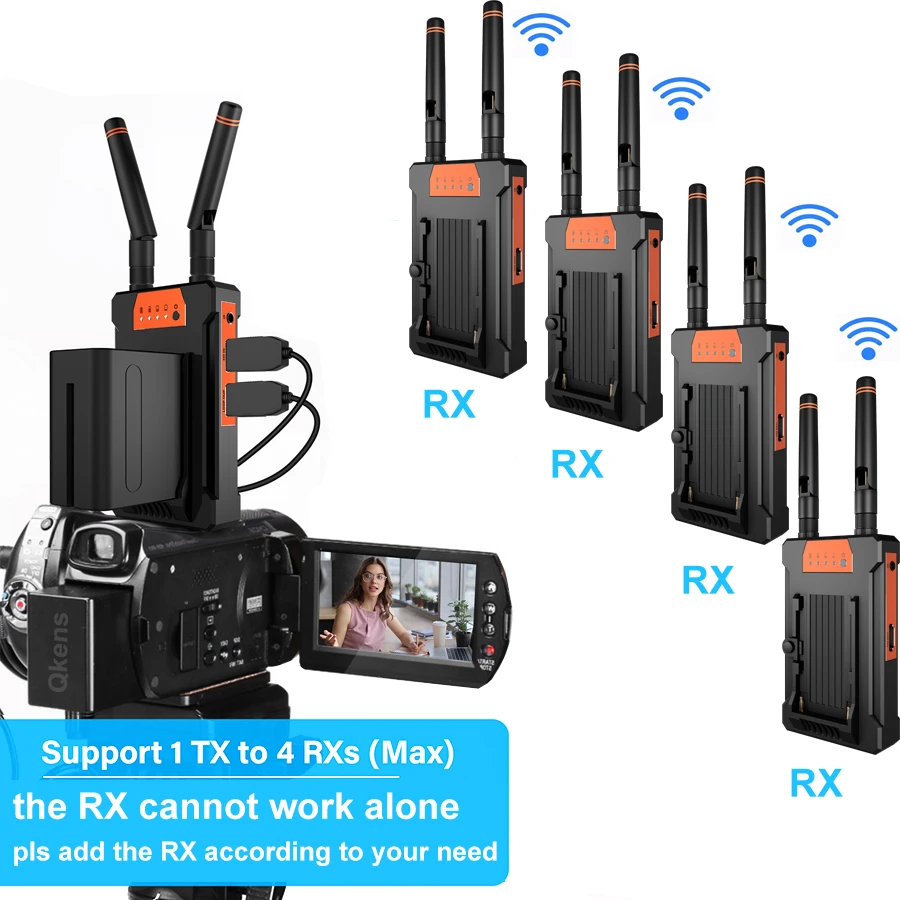 

200m Wireless Extender with Battery 1 Transmitter to 4 Receivers for YoloBox Pro Outdoor Live Streaming Ps4