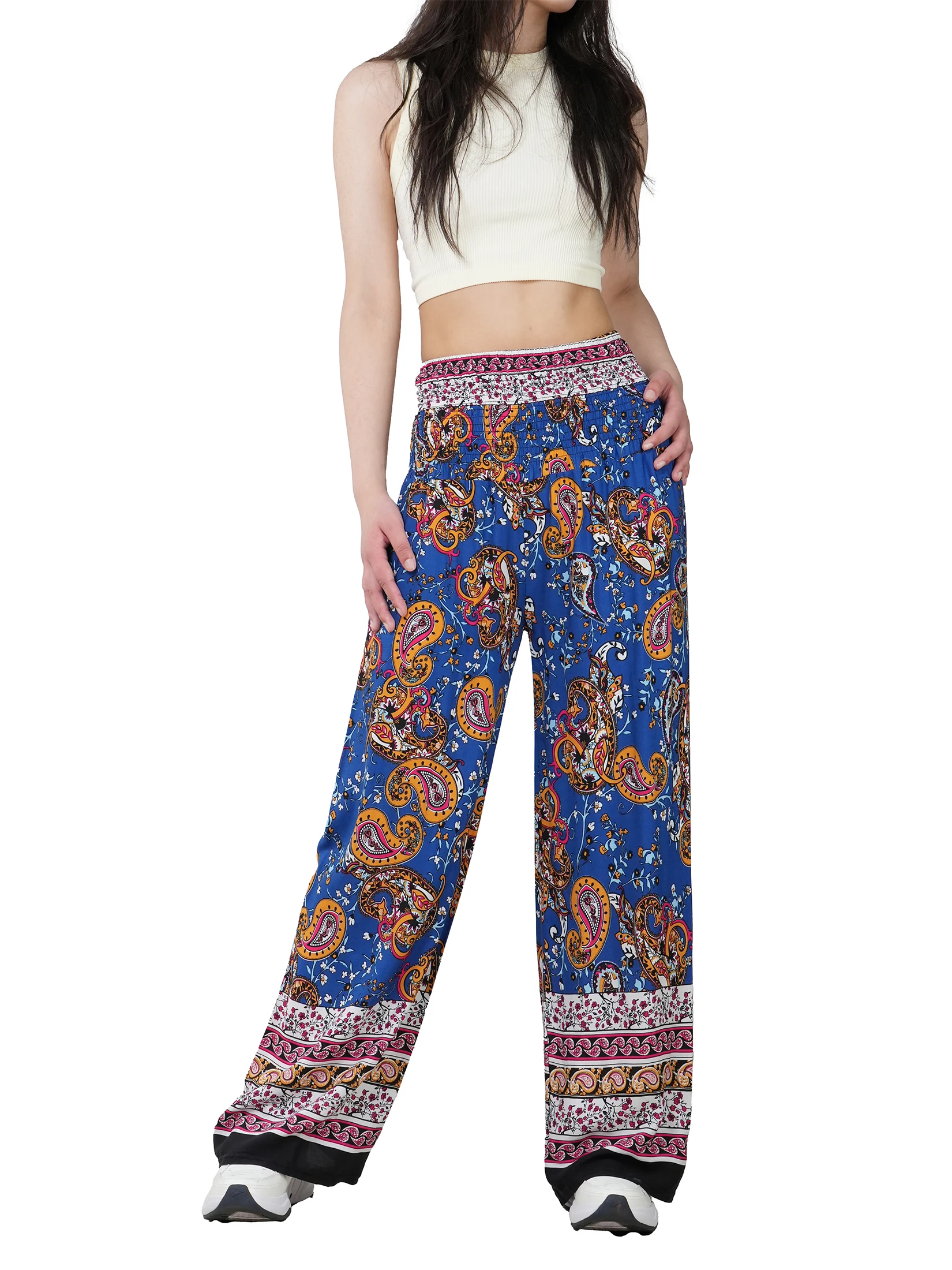 Women\'s Wide Leg Pants Loose Casual Comfortable Travel Ethnic Wear Bohemian Holiday Style