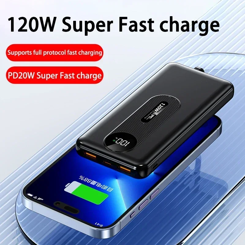120 واط 200000 باور بانك عالي السعة mAh، شحن سريع للغاية، بطارية خارجية للهاتف المحمول لهواتف iPhone وسامسونج وهواوي الجديدة 2025 #2