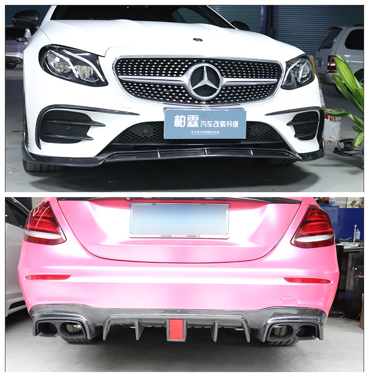 

Real Carbon Fiber Front Rear Bumper Lip Diffuser With Exhaust Tips For Benz W213 E200 E260 E300 E63 E63S AMG 2016-2020