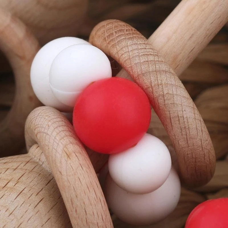 놀이를위한 나무 아기 딸랑이 그립 아기 젖니가 남 장난감 청각 감각 자극 간호 선물 Boho 스타일 0-12 개월 15UB