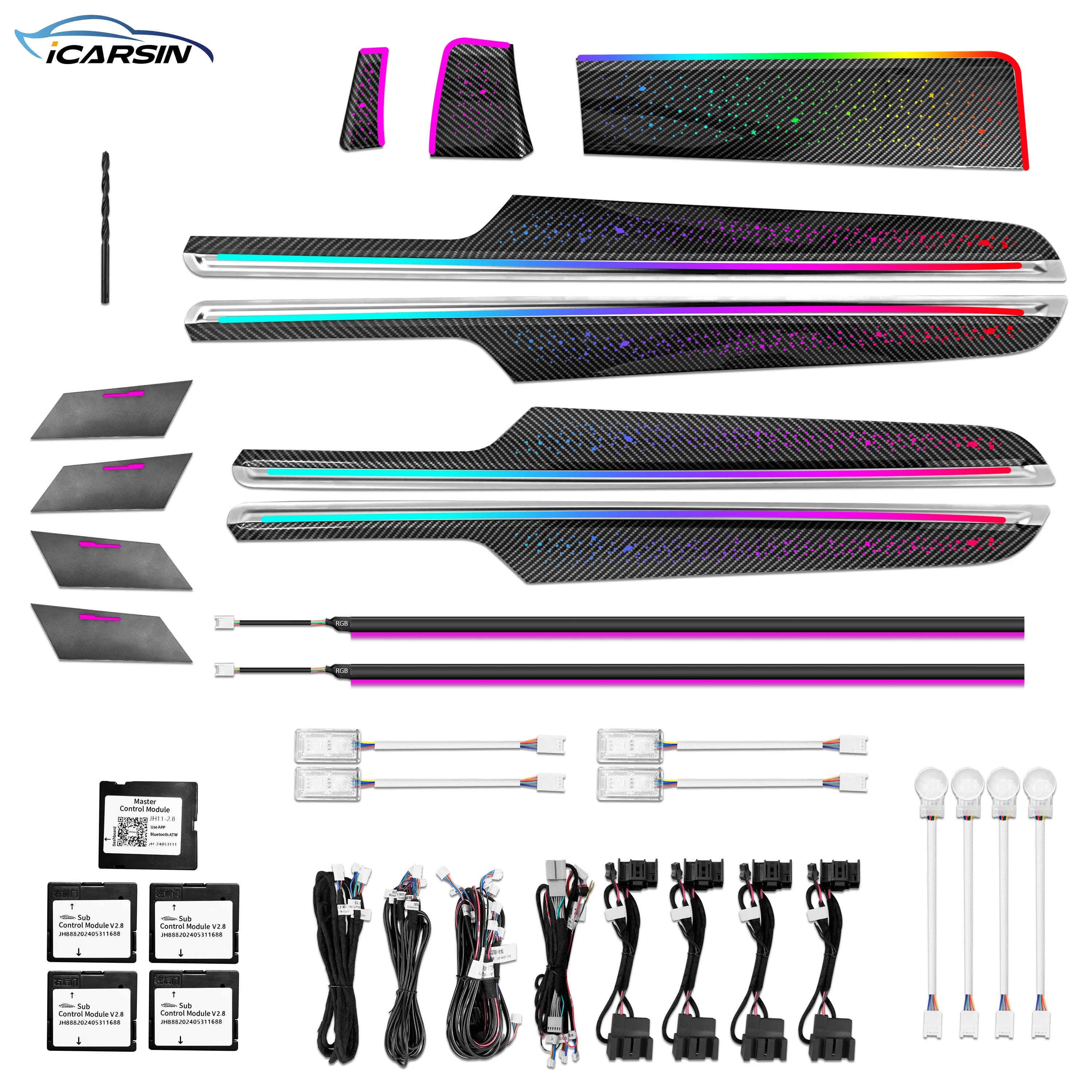 Icarsn Right Hand Drive Dynamic 64 Colors Ambient Light For Porsche Macan RHD Car Interior Lighting Carbon Star Style Upgrade