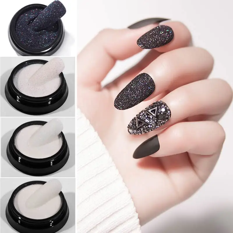 2g brilhante açúcar prego glitter pó poeira preto unhas pigmento laser holográfico para gel polonês decorações da arte do prego