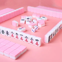 Mini Mahjong 24mm Chinese Mahjong 144pcs Board Game Beautifully Engraved Portable Mahjong Travel Board Game Camping Table Game