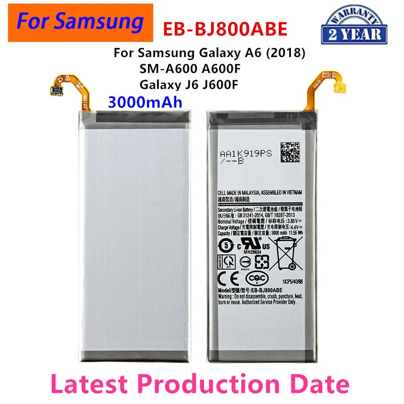 Brand New EB-BJ800ABE 3000mAh Battery For Samsung Galaxy A6 (2018) SM-A600 A600F Galaxy J6 J600F Mobile Phone