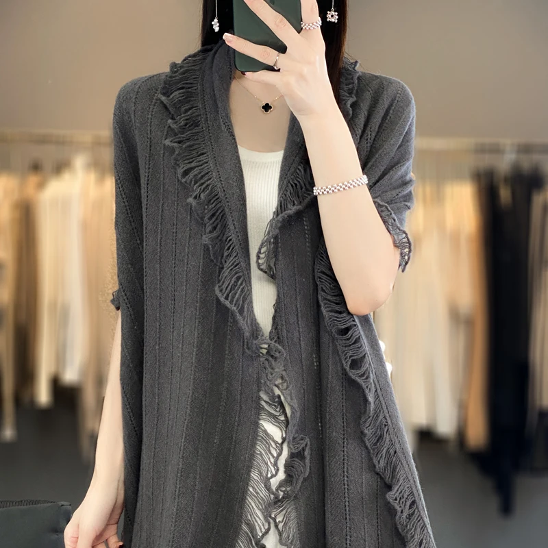 Echarpe-multifonctionnelle-elegante-pour-femme-en-100-laine-avec-pompons-coupe-vent-protection-du-cou-couleur-unie-pour-l'exterieur