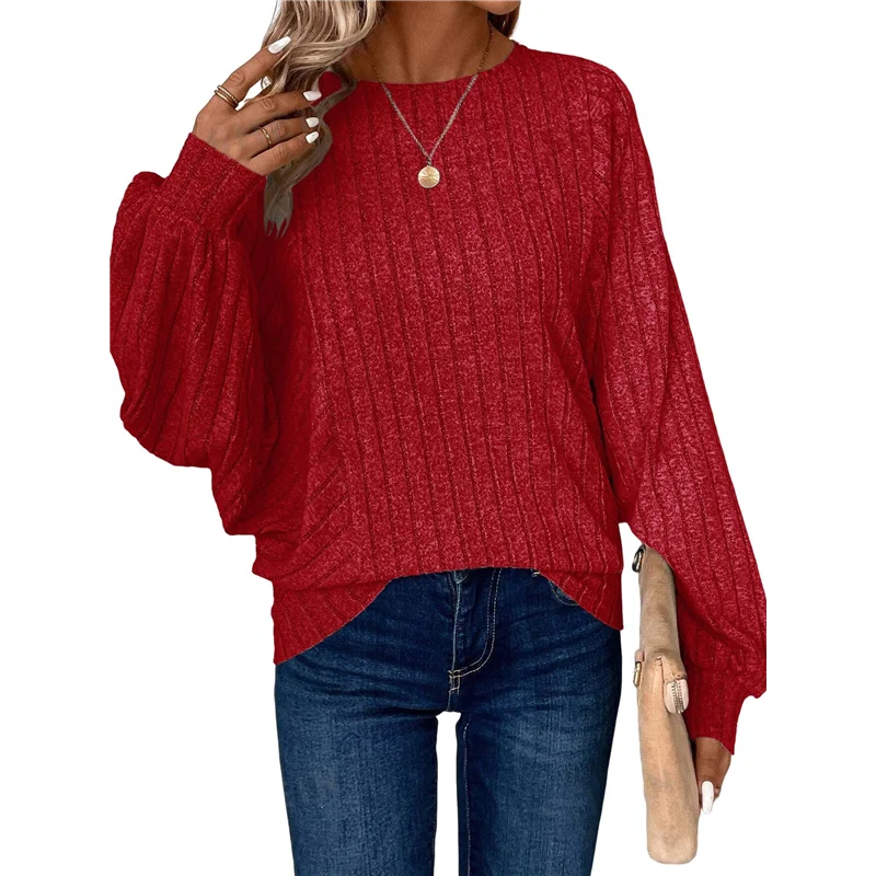 

ABP-Женская туника больших размеров, топы с длинными рукавами, свободный крой, нарядный пуловер с круглым вырезом, базовые свитера