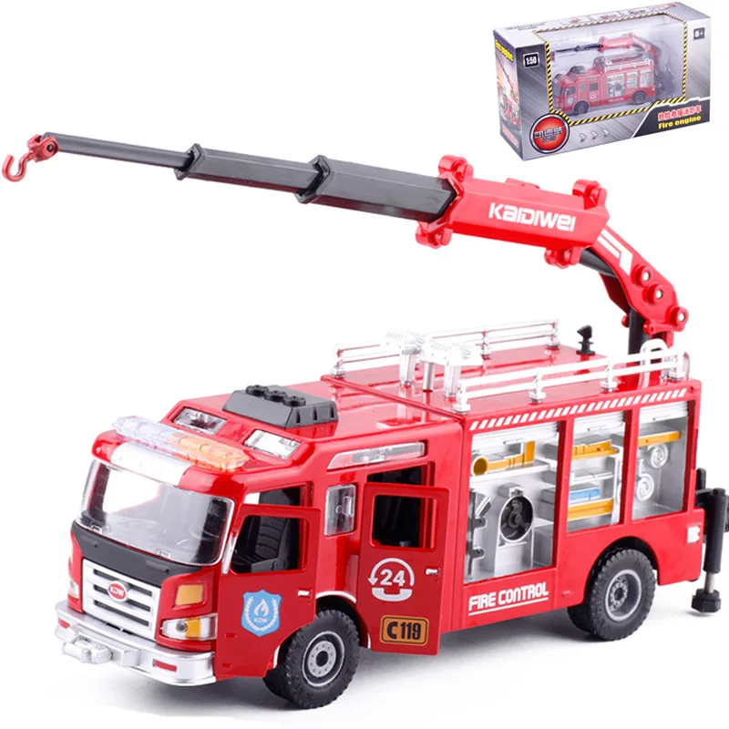 New  Car 1:50 Rescue Fire Truck Alloy Engineering Car Model Children's Boy Toy Gift B332