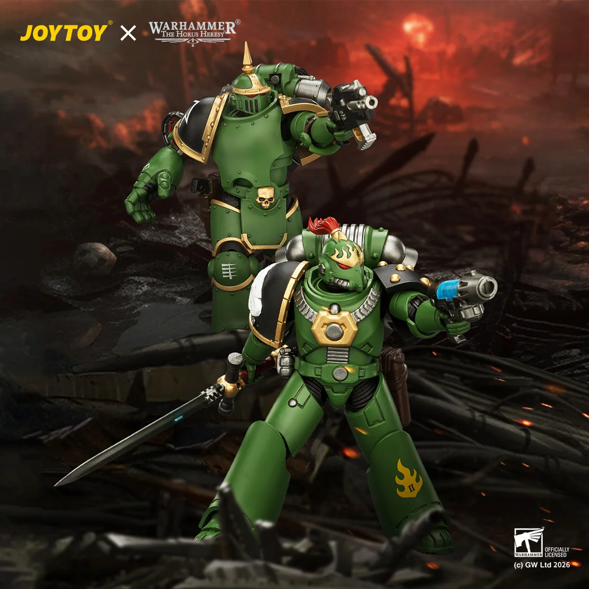 【Pre-sale】JOYTOY Warhammer 40K Salamanders MKVI MK III Tactical Legionary with Plasma Pistol Bolt Pistol 1/18 Action Figure view 2