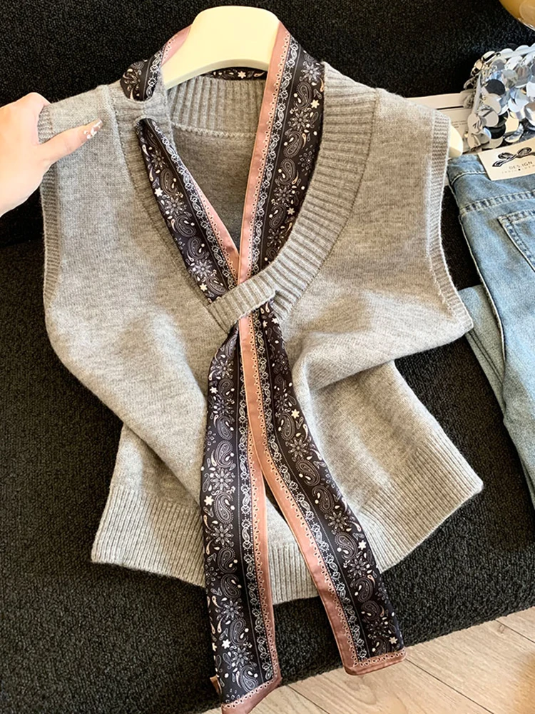 

Вязаный жилет Sweet Sle для женщин: модный аксессуар, шарф, накладки на плечи. Рекомендовано CHAO для осени и зимы.