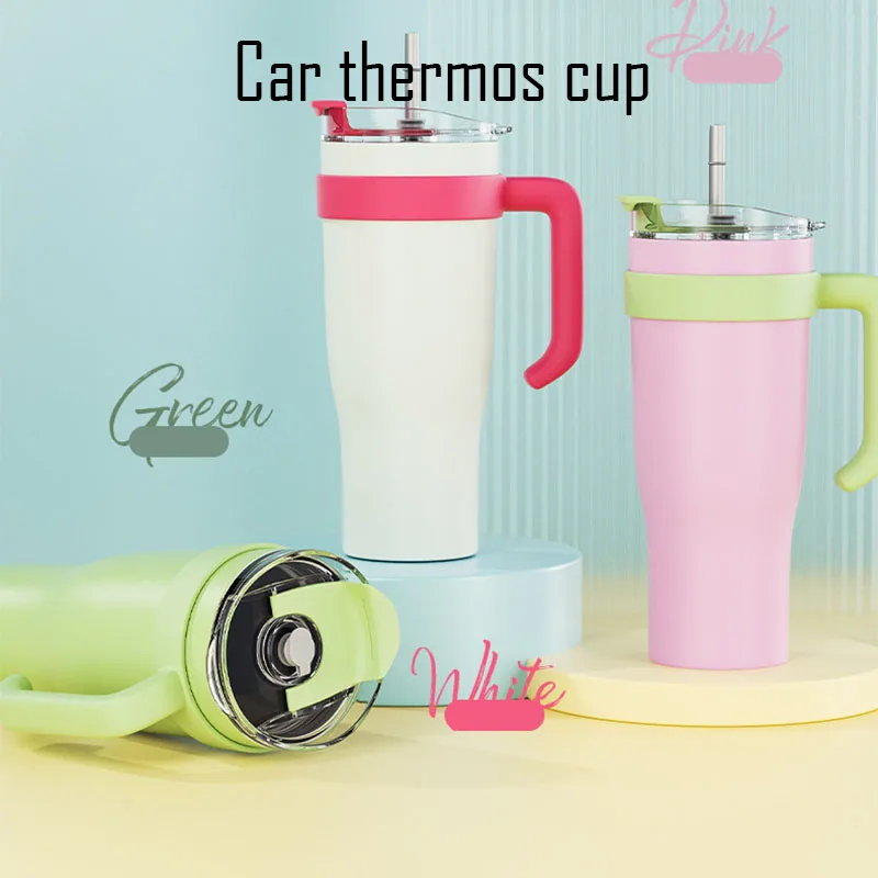 

Car Thermos Cup, American Size Mouth,Large Capacity,Will Carry Straw Handle,Double Stainless Steel, Seamless Liner, BOTTLE, 40OZ