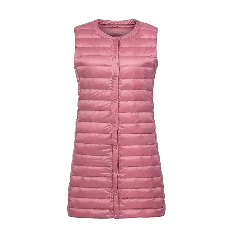 New Autumn Winter Women Casual Slim Mid-length Down Padded Jacket Waistcoat Cotton Vest Female Warm Ultra Light Down Vests