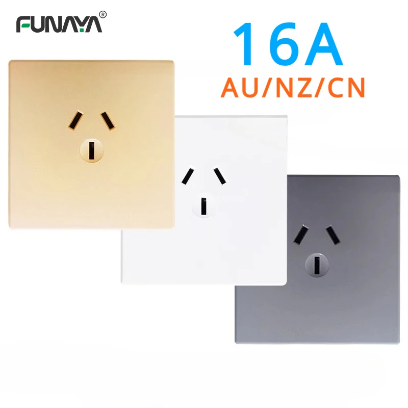 

16A AU Power Electric Wall Socket 86mm 1 Outlet 1 Way 2 Way Air Conditioning Water Heater Socket Switch Hidden PC Panel Socket