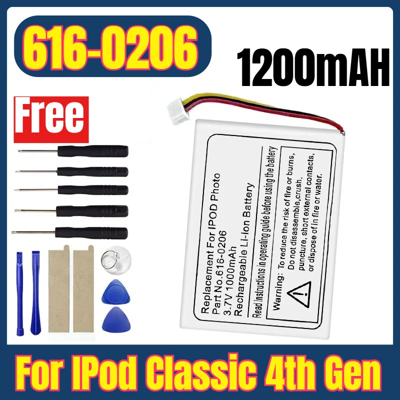 

616-0206 616-0183 Battery 1200mAh Replacement for IPod Classic 4th Gen / Photo U2 A1059 20 40GB Battery + Free Tools