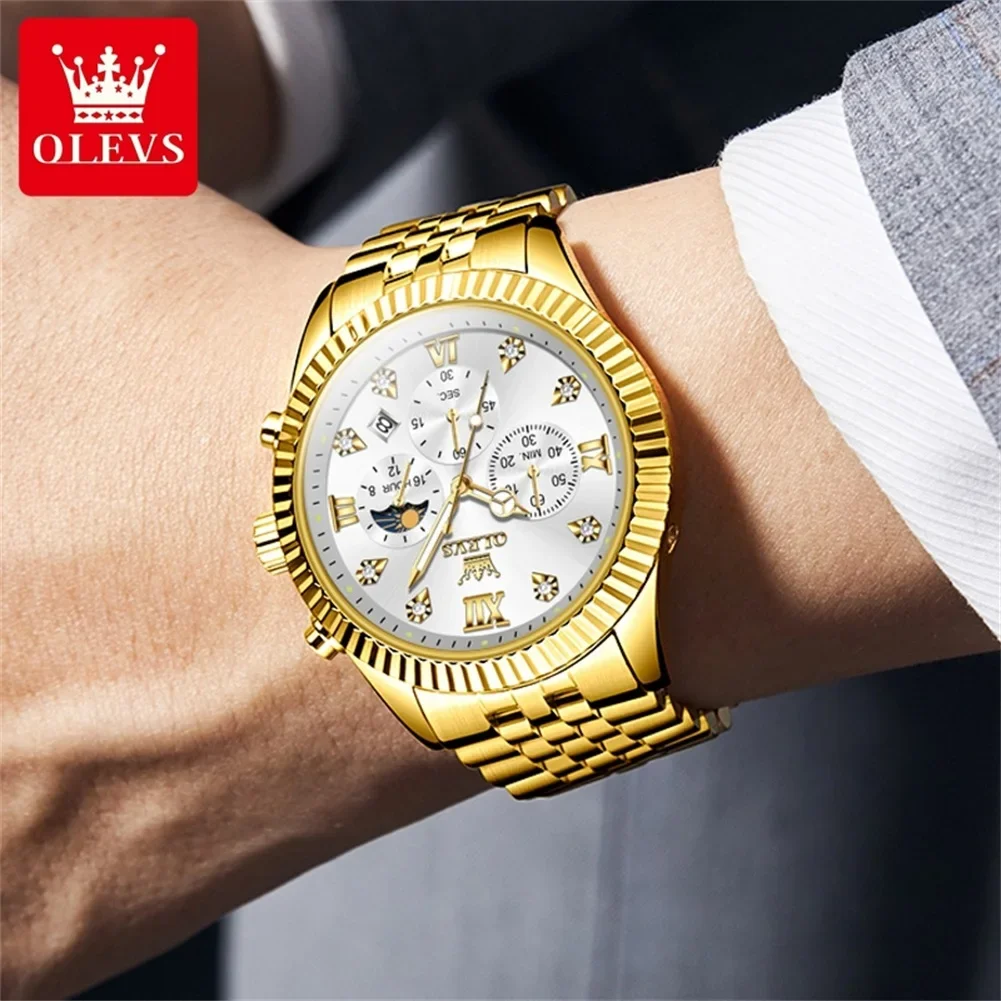 Olevs Hoge Kwaliteit Mannen Horloge Rvs Fashion Business Waterdichte Horloges Voor Mannen Topmerk Originele Heren Polshorloges