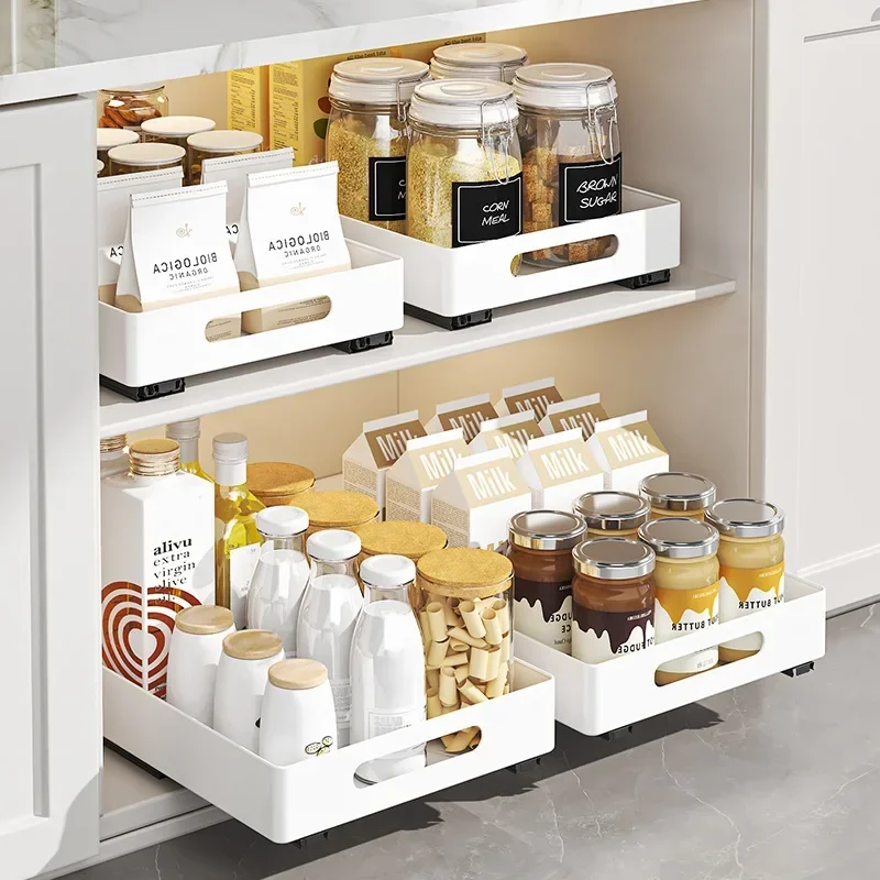Cabinet basket dish seasoning rack storage artifact kitchen sink organizing rack pull-out rack in cabinet