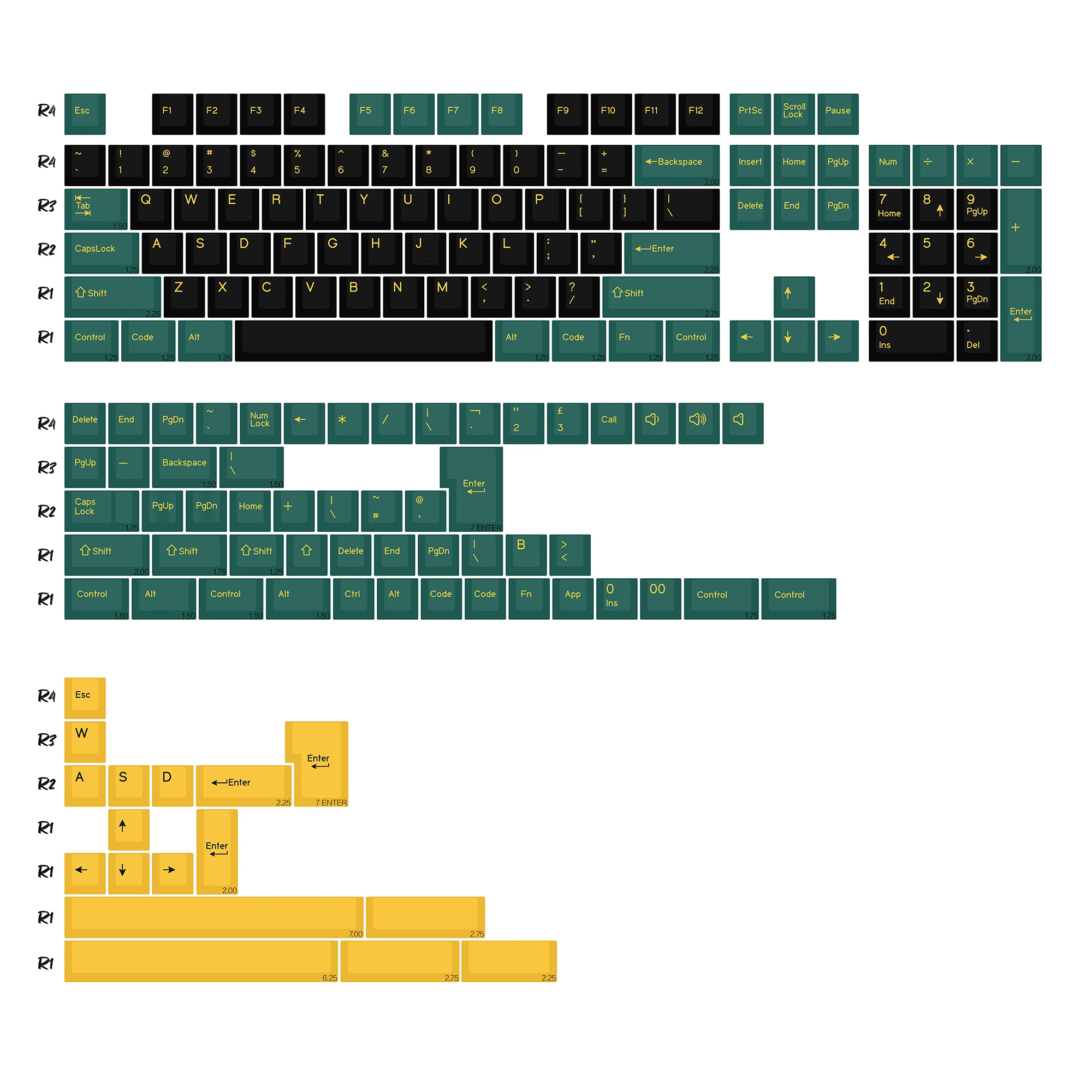 KBDiy 174 Keys/Set PBT GMK Marrs Green Keycap Custom Double Shot Cherry Profile Keycap for Mechanical Keyboard ISO DIY MX Switch