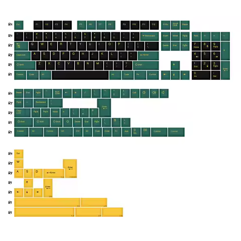KBDiy 174 Keys/Set PBT GMK Marrs Green Keycap Custom Double Shot Cherry Profile Keycap for Mechanical Keyboard ISO DIY MX Switch