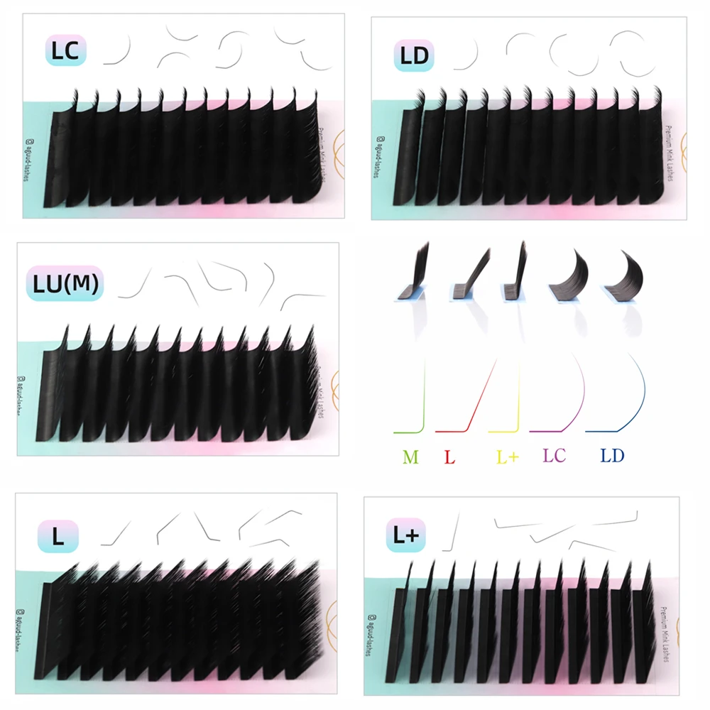 

AGUUD L / L+ / LC / LD / M Curl Individual Eyelash Matte Black Natural Soft Silk False Lash Extensions