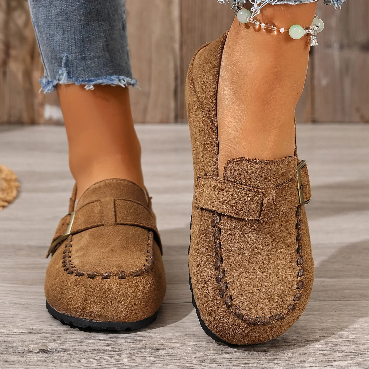 Sandalias Planas de Lona para Mujer, Estilo Casual, Versátiles, Cómodas, de Punta Redonda, con Tacón Bajo, a la Moda