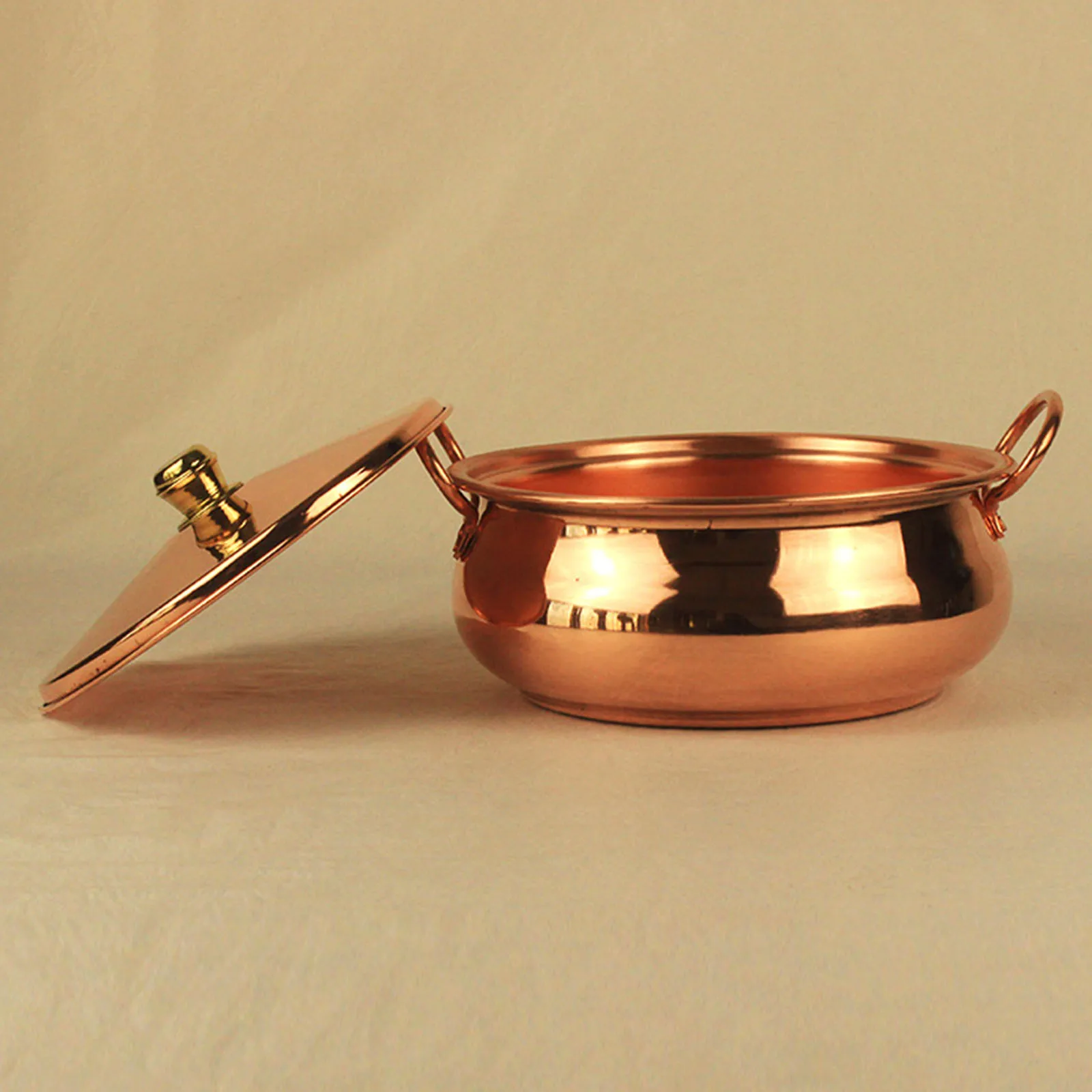 18cm-26cm Pure Copper Shabu Pot Household Handmade Binaural Cooking Pot Compatible Induction Gas Stoves Cookware with Cover
