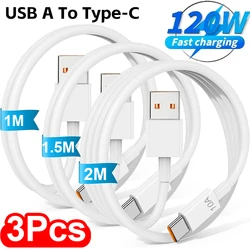 120W 10A USB Type C Cable Super Fast Charing Line USB A TypeC Quick Charging Cable for Samsung Xiaomi High-speed Data Transfer