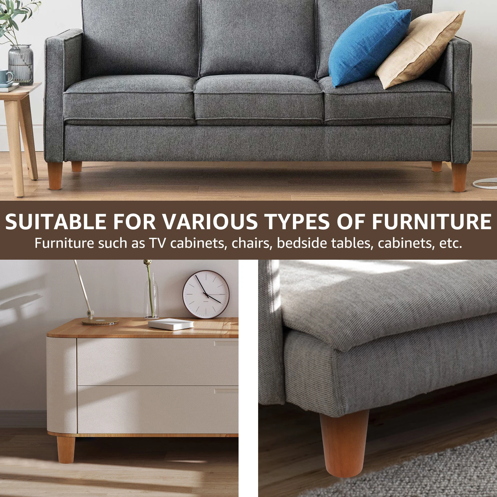 4/8 قطعة أرجل قطع الأثاث الخشبي أرجل أريكة قوية أرجل أريكة صحية أرجل خزانة موثوقة أرجل كرسي متعددة الأغراض لأريكة الخزانة #6