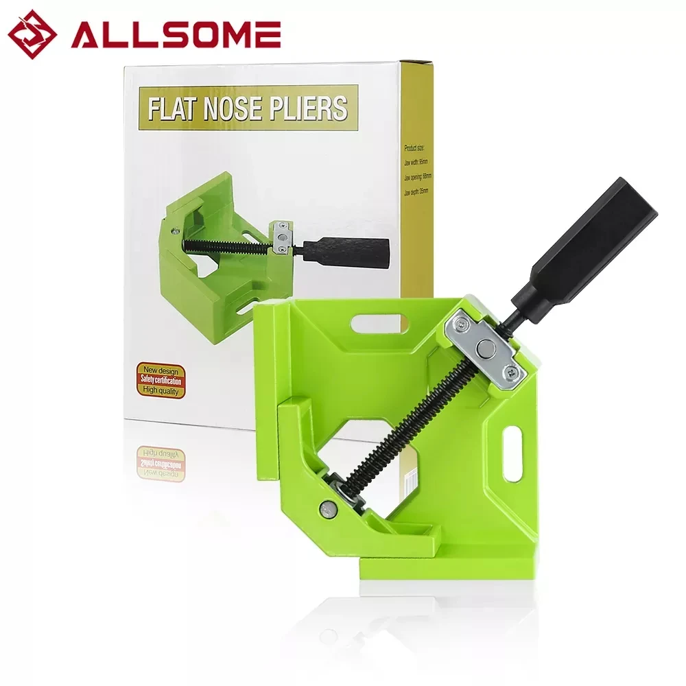 Allsome 90 Degree Right Angle Clamp Angle Clamp Woodworking Frame Clip Right Angle Folder Tool for Drilliing machineHT2912