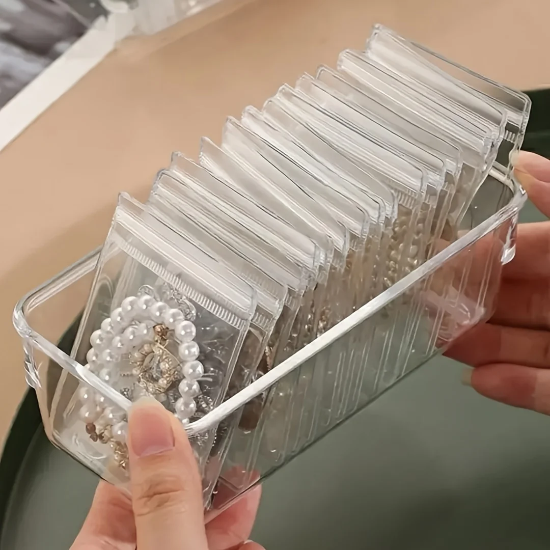 

30Pcs PVC Jewelry Pouches Zip Storage Bag Transparent for Earring Necklace Anti-Oxidation Display Self Sealing Packaging Bag