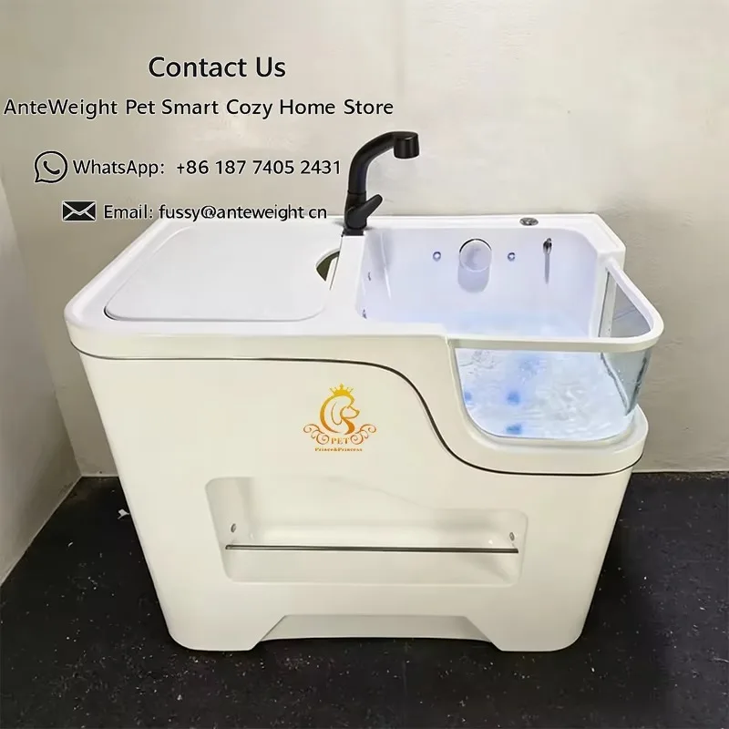 Acrylic Pet Bathtub Bubble Bath Dog Cat Washing Station for Grooming Salon Pet Spa & Veterinary Clinic