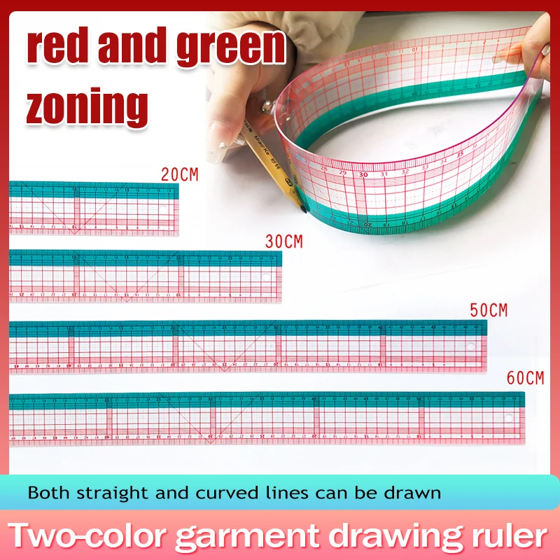 Regla de Plástico de Doble Tono para Tabla de Tallas, Regla Suave Especial para Diseño de Ropa y Confección, para Dibujo y Creación de Patrones