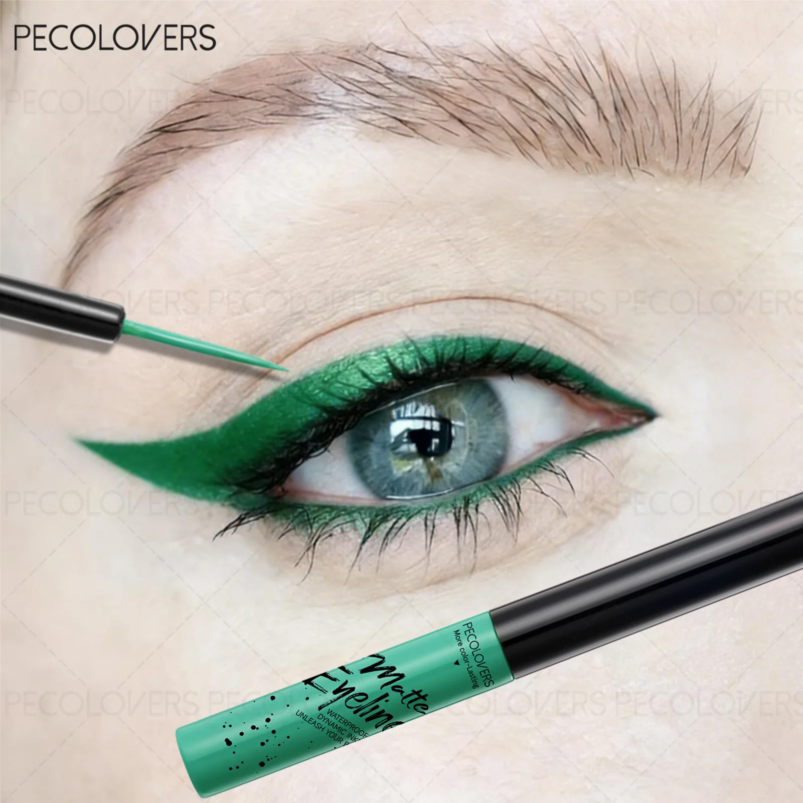 1 pieza de delineador de ojos líquido mate de colores, delineador de ojos de alta pigmentación, azul Klein, marrón Stardust, verde bosque, marrón ciruela intenso
