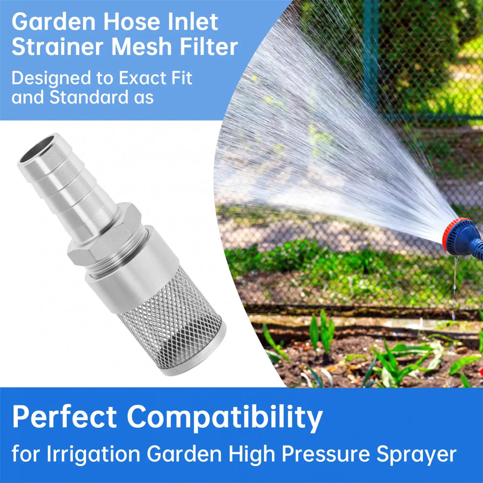 Garden Hose Strainer Filter for Irrigation Stainless Steel Barbed Hose Fittings Water Pump Sprayer Inlet Strainer Mesh Filter