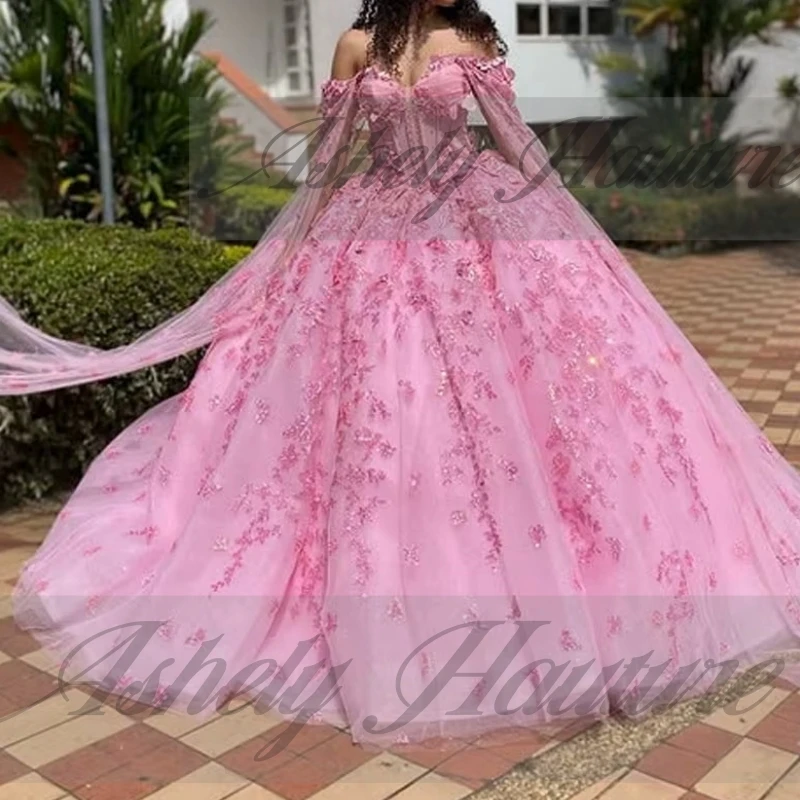 Maßgeschneiderte Cincerella-Prinzessin 15-jährige Mädchen-Quinceanera-Kleider mit Schmetterlingsapplikation, Ballkleid, langes Damen-Abschlussball-Partykleid 2025