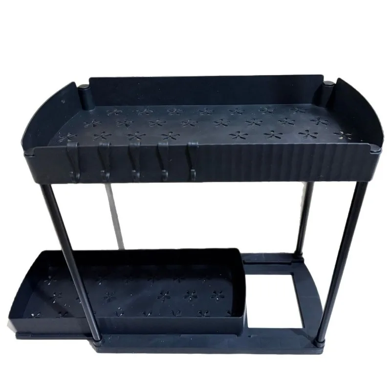 

Curved double-layer mobile kitchen tabletop rack, multi-layer storage cabinet under sink rack
